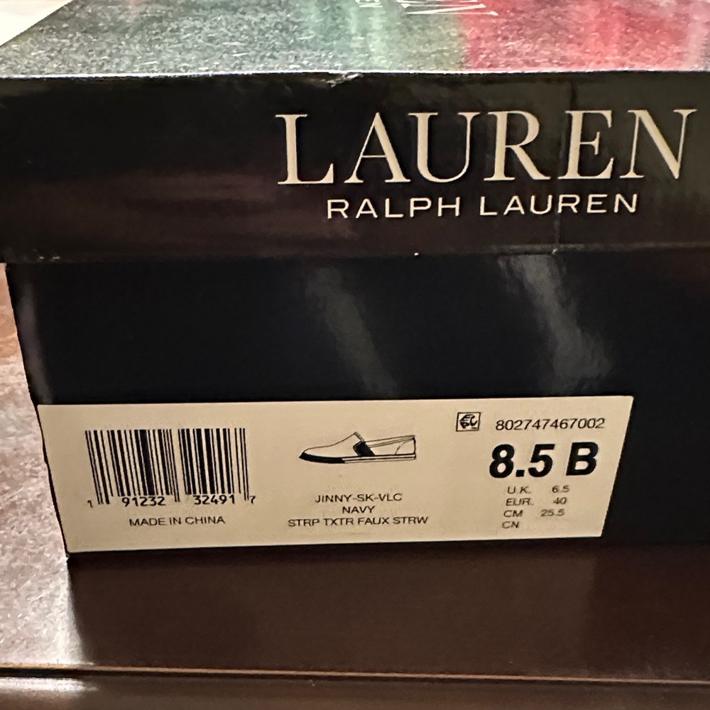 Women Lauren Ralph Lauren Textured Navy Loafers - Picture 6 of 6